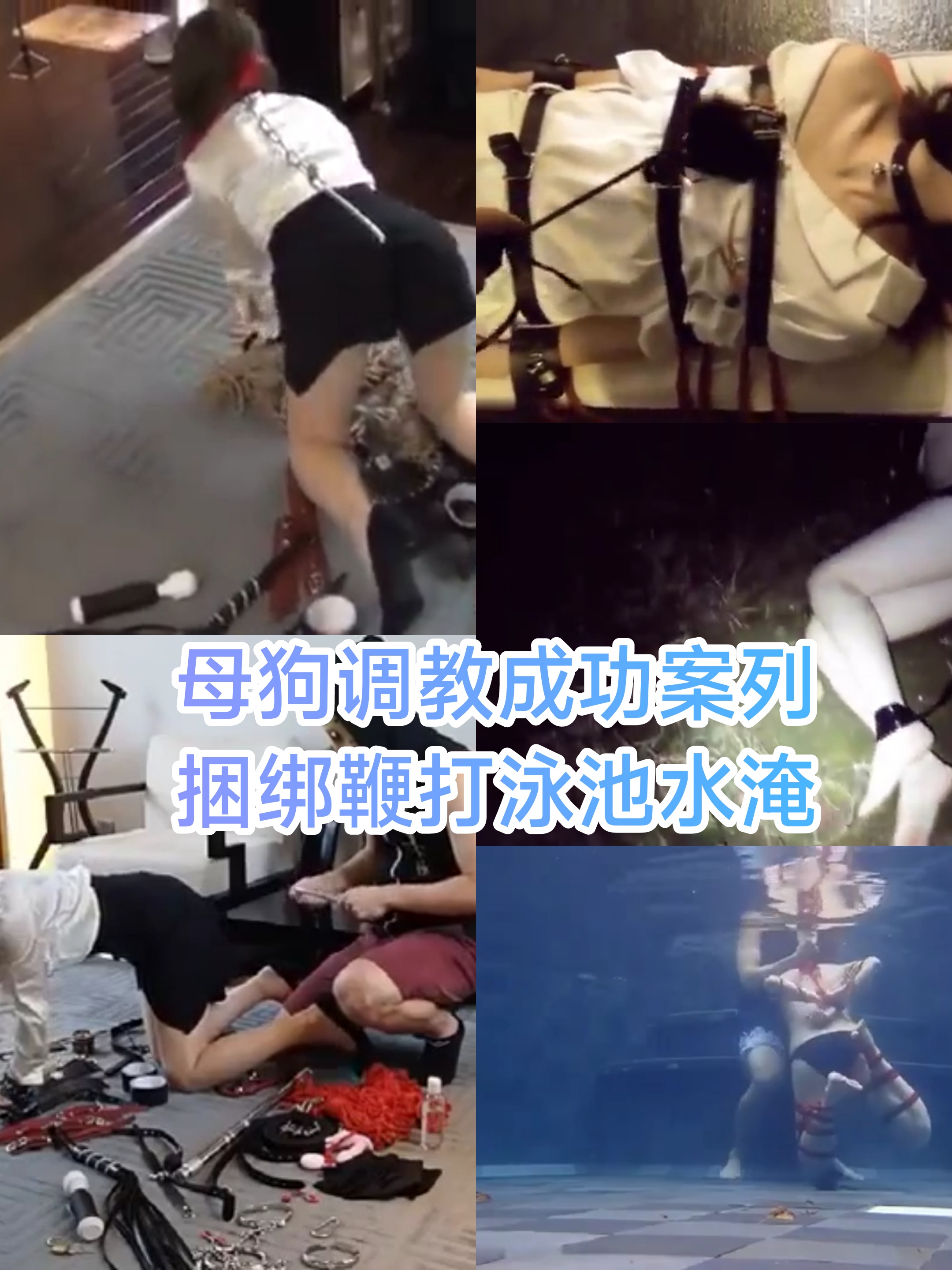 [SM调教]母狗调教成功案列 捆绑鞭打泳池水淹
